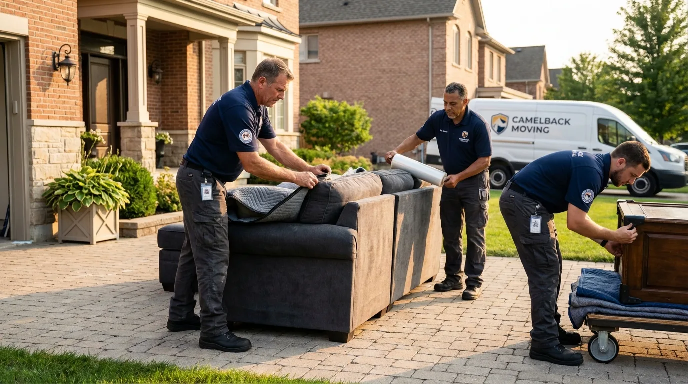 Large estate moving crew wrapping furniture in Keenesburg, CO